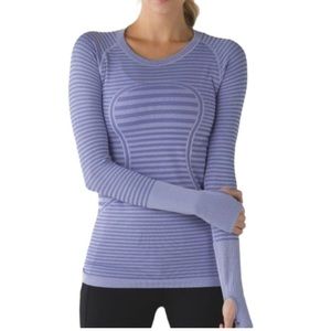 RARE Lululemon purple striped swiftly tech long sleeve size 6
